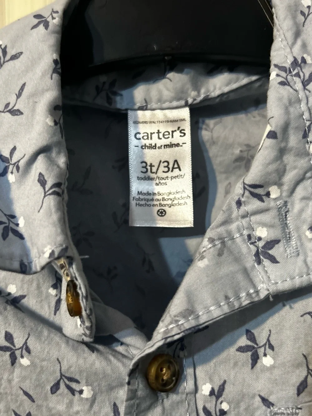 Carter's Light Blue Floral Button-Up Shirt and Navy Blue Shorts Set